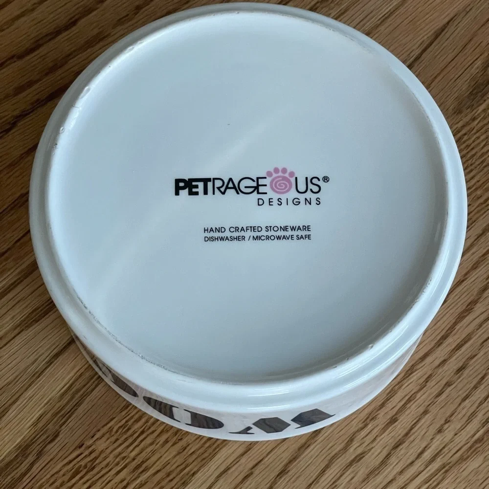 Petrageous Designs Hand-crafted Stoneware Dog Water Food Bowl “Woof”